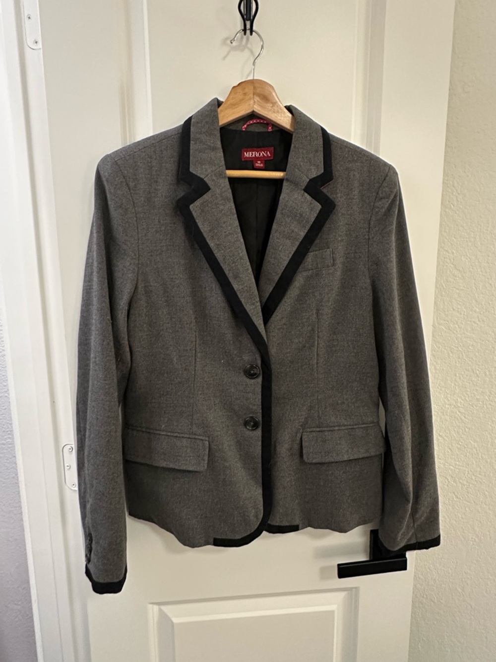 Merona Gray Blazer with Black Contrast Trim